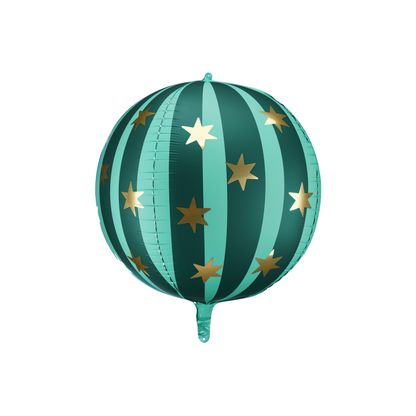 palloncino mylar - Sfera Verde Righe e Stelle