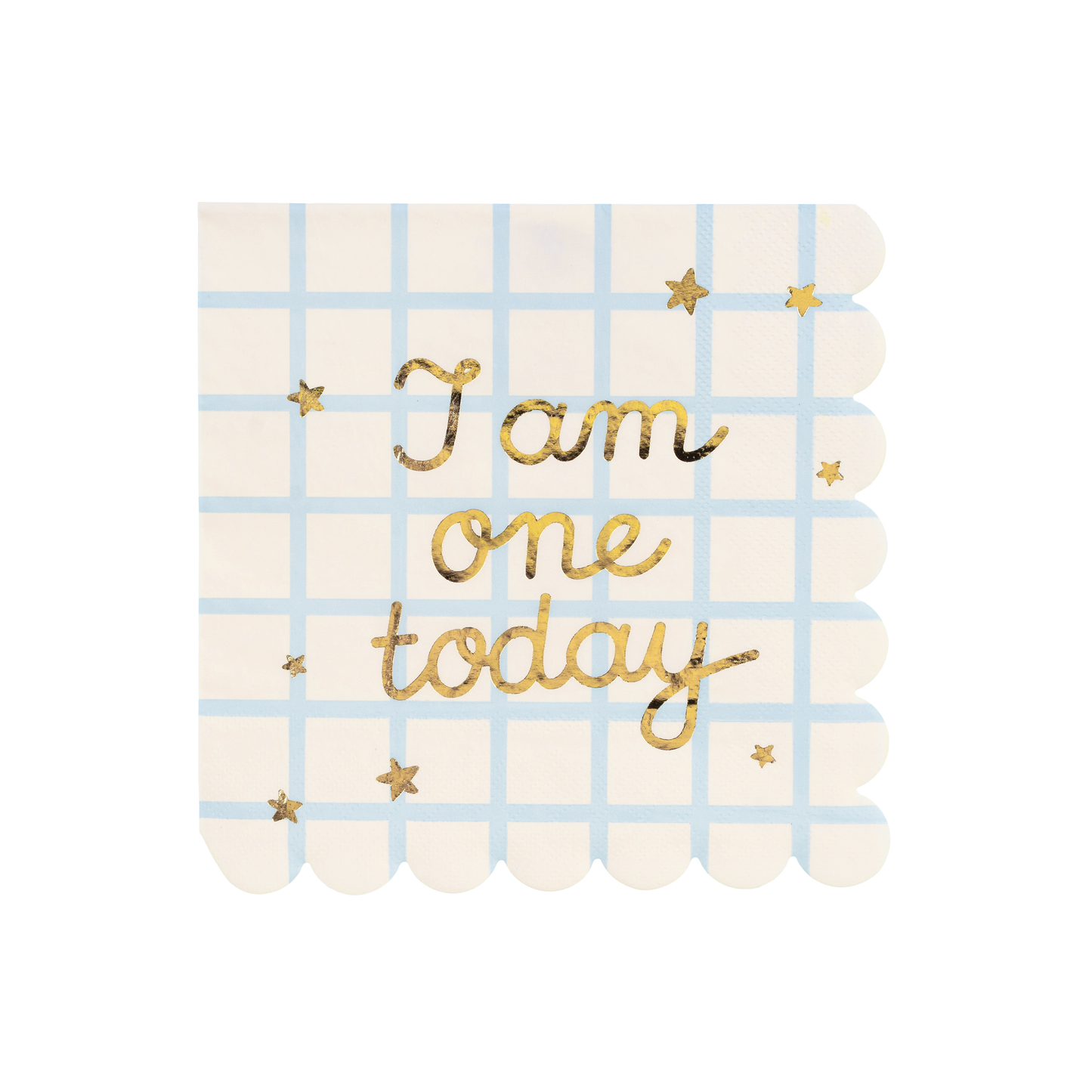 12 tovaglioli in carta - Quadretti azzurro e oro - I'm one today