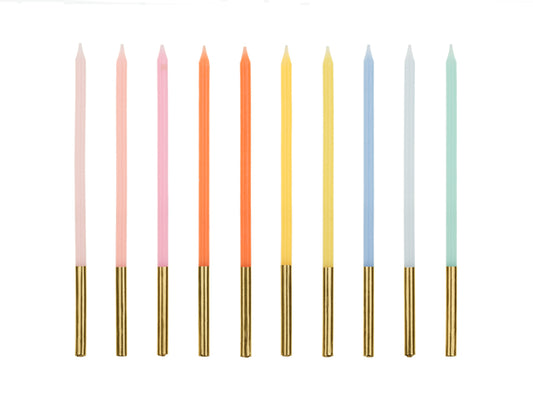 10 candeline lunghe - arcobaleno pastello