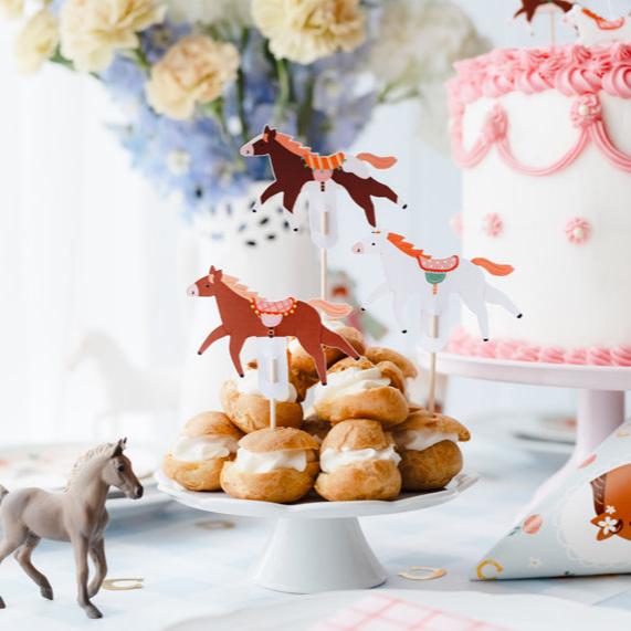 6 toppers per cupcake - Cavalli e fiori